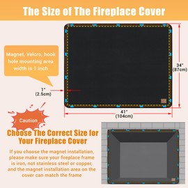 Magnet Fireplace Cover, Fireplace Insulation Draft Blocker, Fireplace Blanket For Heat Loss, Flue Blocker, Cold Air Blocker(41" W x 34" H)