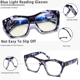 Viseng 3 Pack Oversized Frame Design Women's Reading Glasses, Blue Light Blocking Computer Reader +1.25