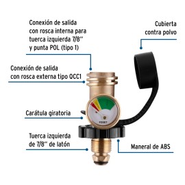 Manómetro Medidor Para Tanque De Gas Qcc1/pol Foset Mano-1g