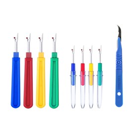Ultima 9 Piece Colorful Seam Ripper Assortment - 8 Stitch Rippers (4 Large & 4 Small) & One 5.5" Razor Sharp Surgical Steel Seam Slicer - Perfect for Removing Unwanted Hems and Seams