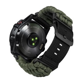 BINLUN Compatible With Garmin Watch Strap 20mm 22mm 26mm, Heavy-Duty Braided 550 Paracord Nylon Sport Replacement Bands Design for Quickfit Fenix/Fit for Forerunner/for Instinct/for Quatix/for MARQ