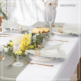 MILVOWOC 72 Pack Square White Satin Napkins 20 x 20 Inch Soft Silk Dinner Napkins Smooth Decorative Table Napkins, Washable & Reusable Cloth Napkins for Weddings Dinner Restaurant Party Decoration