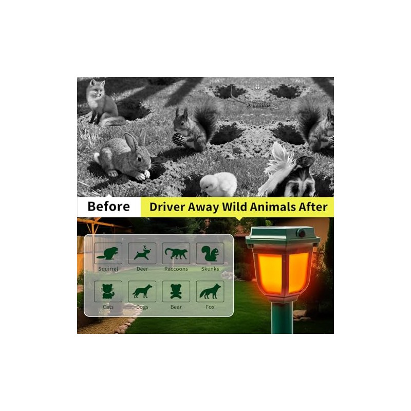 Mole Repellent Solar Powered for lawns Gopher Repellent Ultrasonic Snake