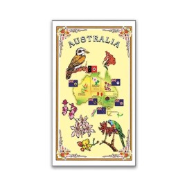 I Love Aus Tea Towel Aussie Map and Flowers
