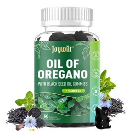 Oregano Oil Gummies 300mg | Oil of Oregano with 200mg Black Seed Oil + D3 1000IU | Organic Oregano Chewable Supplements | Carvacrol + Thymoquinone | Vegan, Non GMO | Immune & Gut Support | 60 Cts