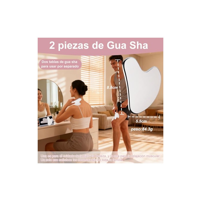 2 piezas de Gua Sha, gua sha acero inoxidable, Herramienta