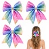 Bows for Girls Rainbow Hair Clips Pastel Fabric Metal Accessories,