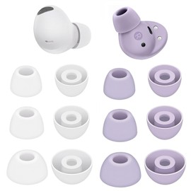 DMZHY Replacement Eartips Fir for Galaxy Buds Pro 2 Earbud Tips Ear Bud Replacement Pieces Silicone Ear Bud Tips Earbuds Rubber Tips Earbud Covers Headphone Earpads Caps 6 Pairs White/Purple SML