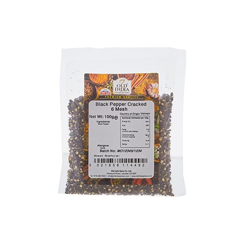 Old India Black Pepper Cracked 6 Mesh 100g