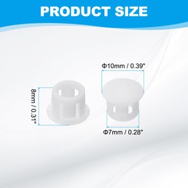 PATIKIL Plastic Hole Plugs, 48 Pcs 2/7"(7mm) Plastic Plugs Screw Hole Plug Snap Desk Grommet Buckle Knockout Locking Plugs Furniture Insert End Cap for Holes Kitchen Cabinet, White