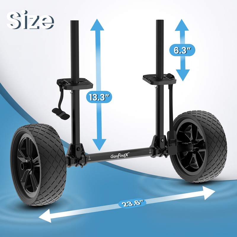 GanFindX Heavy Duty Kayak Cart | Adjustable Foldable Trolley with