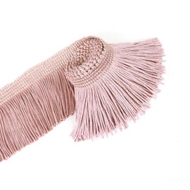 BEL AVENIR Lace Chainette Fringe Trim Polyester Tassel Trim with Hand Knitting for Home Accessories DIY Decoration (Pink, 6.8 Yard x 2 Inches)