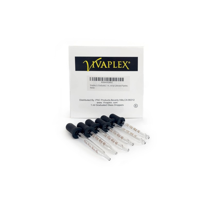 Vivaplex, 6, Graduated, 1 ml Glass Eye Droppers. Assorted Pack