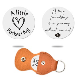 Best Friends Bff Gifts for Women Men, Friendship Pocket Hug Keychain for Friend Bestie Birthday Christmas Gift for Girls Boys A True Friendship is A Journey Without An End Keychains Double Sided