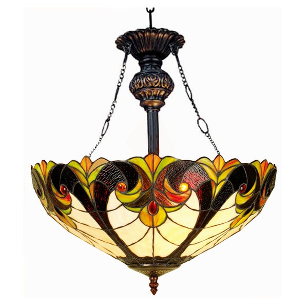 Chloe CH18780VI18-UH2 Liaison Tiffany-Style Victorian Inverted Ceiling Pendant with 18"