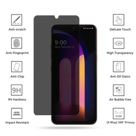 for LG V60 ThinQ 4 Way 360 Degree Privacy Screen Protector Tempered Glass - [2 Pcs] Ultra Thin Anti Scratch 360° Anti-Spy Screen Protective Film Glass for LG V60 ThinQ Phone