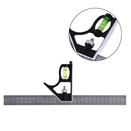 Walfront 300mm 12" Combination Square Ruler - Stainless Steel + Zinc Alloy - Modern and Adjustable - 30cm Length