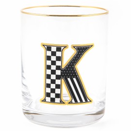 MACKENZIE-CHILDS Monogram Tumbler, Glass Tumbler with Letter, 14 Ounces, K