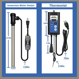 XCLBTFDC 1000W Immersion Water Heater Portable Electric Hot Tub and Bathtub Fully Submersible Water Heater with Thermostat, GFCI Leakage Protection for Hot Tub, Water Trough, Buckets, pool Easy to use