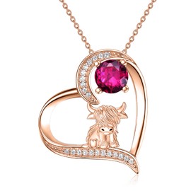 MEIDERBO Highland Cow Necklace 925 Sterling Silver July Birthstone Pendant Highland Cow Jewelry Gifts for Women