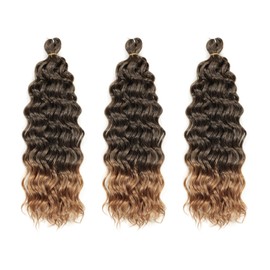 18 Inch 3 Packs Hawaii Curl Crochet Hair Ocean Wave Braid Hair Extensions Ombre Wavy Hair Synthetic Twist Hair Extensions for Women