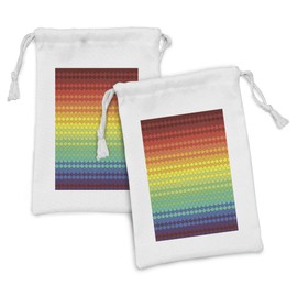 Ambesonne Fiesta Fabric Pouch Set of 2, Colorful Scale Pattern Snake and Dragon Skin Abstract Composition Rainbow Inspired, Small Drawstring Bag for Toiletries Masks and Favors, 9" x 6", Multicolor