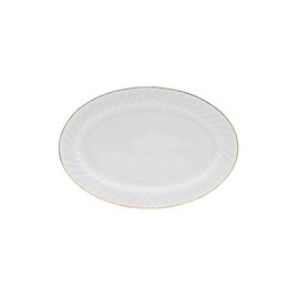 Lynns Paradise Imperial Gold 14-Inch Oval Platter, Set of 2, White; Heavy Duty; Chip Resistant; Lead and Cadmium Free; Freezer to Oven Safe up to 500°F
