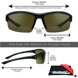 proSPORT Polarized Bifocal Sunglasses Readers Fishing Golf Tennis Cycling Motorcycle Running Driving Brown Lens Men Women +1.00 +1.25 +1.50 +1.75 +2.00 +2.25 +2.50 BJ