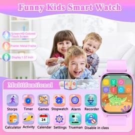 kaacly Kids Smart Watch for Girls Boys Gift,Kids Fitness Tracker Watch with 1.57 Inch DIY Face Sport Modes Alarm Clock Calories Counter Christmas Birthday Gifts Toys for Children 6 7 8 9+ (Purple)