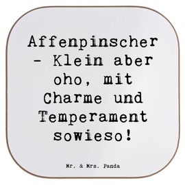 Mr. & Mrs. Panda Bierdeckel Spruch Affenpinscher Charme - Geschenk, kleine Hunderassen, Untersetzer Gläser, Holzuntersetzer, Korkuntersetzer,