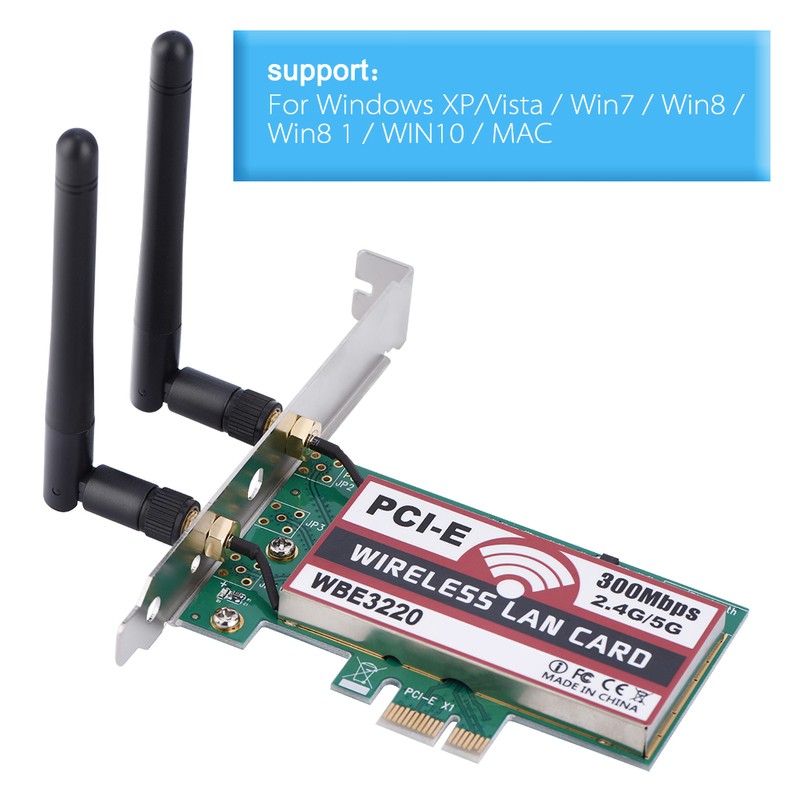 2.4G/5G 300Mbps PCI‑e Dual Band AP Wireless WiFi WLAN Adapter