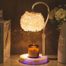 VXUNLIOR Luxury Smart Touch Candle Warmer Lamp with Crystal Gemstone Shade & Color-Changing Premium Base - Adjustable LED Wax Melt Warmer for Home Decor