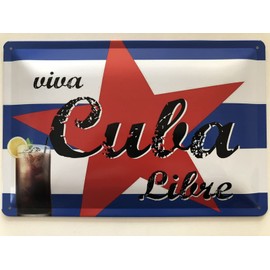 Tin Sign 20 x 30 cm Curved Viva Cuba Libre Cocktail Bar Beach Decoration Gift Sign
