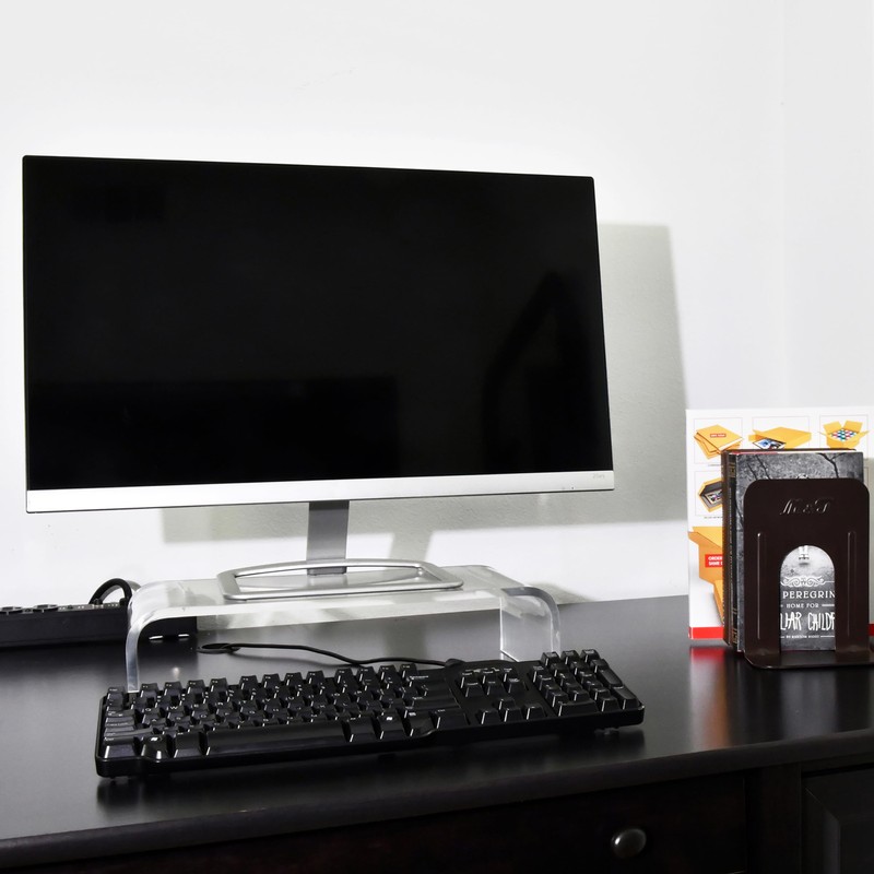 AMT Premium Acrylic Clear Monitor Riser Laptop/PC/Multimedia Monitor Stand for