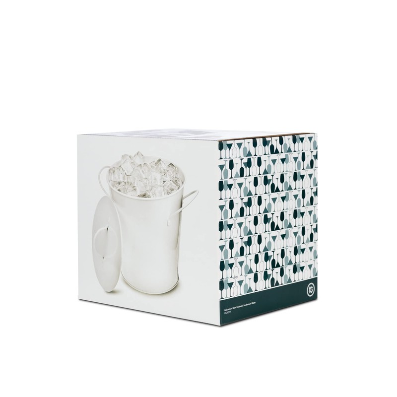bar@drinkstuff Galvanised Steel Insulated Ice Bucket White - Metal Party