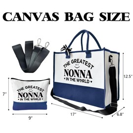 rdejxgvl The Greatest Nonna Bag Gifts, Canvas Tote Bag for Grandma, Grandma Gifts, Cosmetic Bag, Makeup bag, Travel Bag Gifts for Nonna, Canvas Tote Bag With Zipper, Mothers Day Christmas Gifts A50