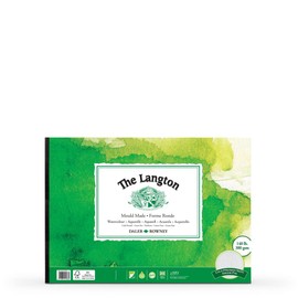 Daler-Rowney The Langton Cold-Pressed 300 gsm A4 Watercolour Paper Pad, Glued 1 Side, 12 Natural White Sheets, Ideal for Professional Artists