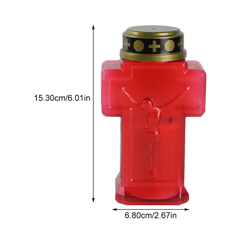 Uonlytech 2pcs Cross Candle Light, Red Flickering Flameless Candles Reusable