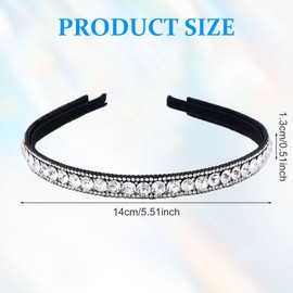 HINZIC Non-Slip Rhinestone Headbands for Women, Sparkling Crystal Hair Bands for Bridal Wedding, Bling Diamond Hair Styling Clips Accessories for Girls- White