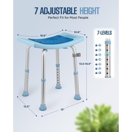 Shower Chair for Elderly Seniors, Shower Stools and Benches for Adults, Adjustable Bath Chair for Inside Shower, Shower Seat for Disabled, Tool-Free Assembly Shower Bench, 350 LB Weight Cap