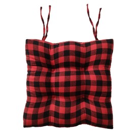vctops Farmhouse Buffalo Check Chair Pads with Ties Red and Black Plaid Dining Chair Cushions Soft Comfy Square Seat Pads (Red A,16"x16")