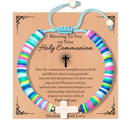 TOLOWOBK First Communion Gifts for Girls, Boys First 1st holy Communion Decorations for Girls Catholic Gifts Cross Bracelet Religious Jewelry for Girls Daughter Granddaughter Niece Faith Bracelets