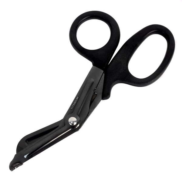 Ever Ready Titanium Bonded Bandage Shears 7 1/4 Bent, Tactical Stealth Black by Ever Ready First Aid
