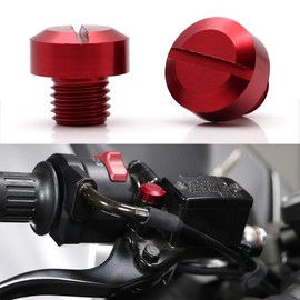 REWOLFNUS Universal Motorcycle M10x1.25 Mirror Hole Plugs Rearview Mirror Screws Anti-Rust for Most Motorcycle ATV Bike (Red)