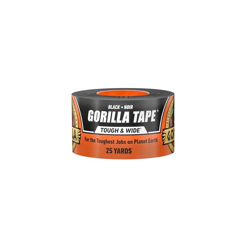 Gorilla Tape Tough & Wide, cinta negra, 2.9 x 25