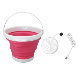 5L Folding Washing Machine Ultrasonic Vibration Forward Reverse USB Foldable Washer for Home Pink
