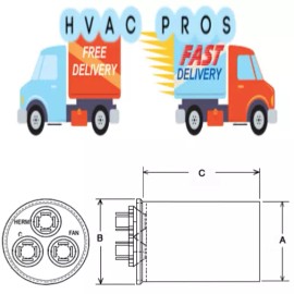 Rheem 43-25133-21 Dual Run Round Capacitor 30/5 MFD, 370V