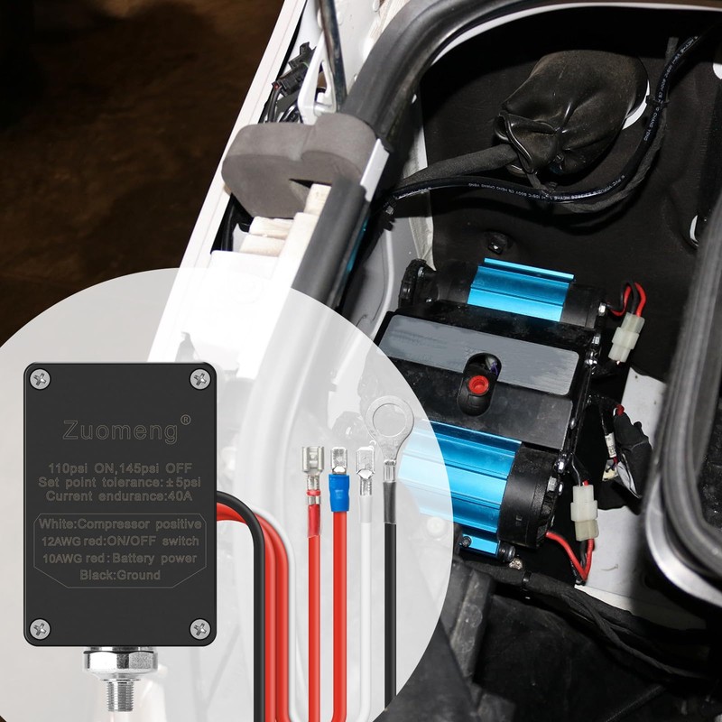 Zuomeng Pressure Switch with 40A Relay, Corrosion-Resistant, for 12V/24V Systems,
