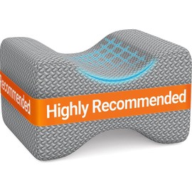 BlissTrends Memory Foam Knee Pillow, Knee Pillow for Side Sleepers, Leg Pillows for Sleeping Blood Circulation, Elevation Pillow for Spine Aligning, Sciatica, Back, Hip, Knee, Ankle Pain, Grey