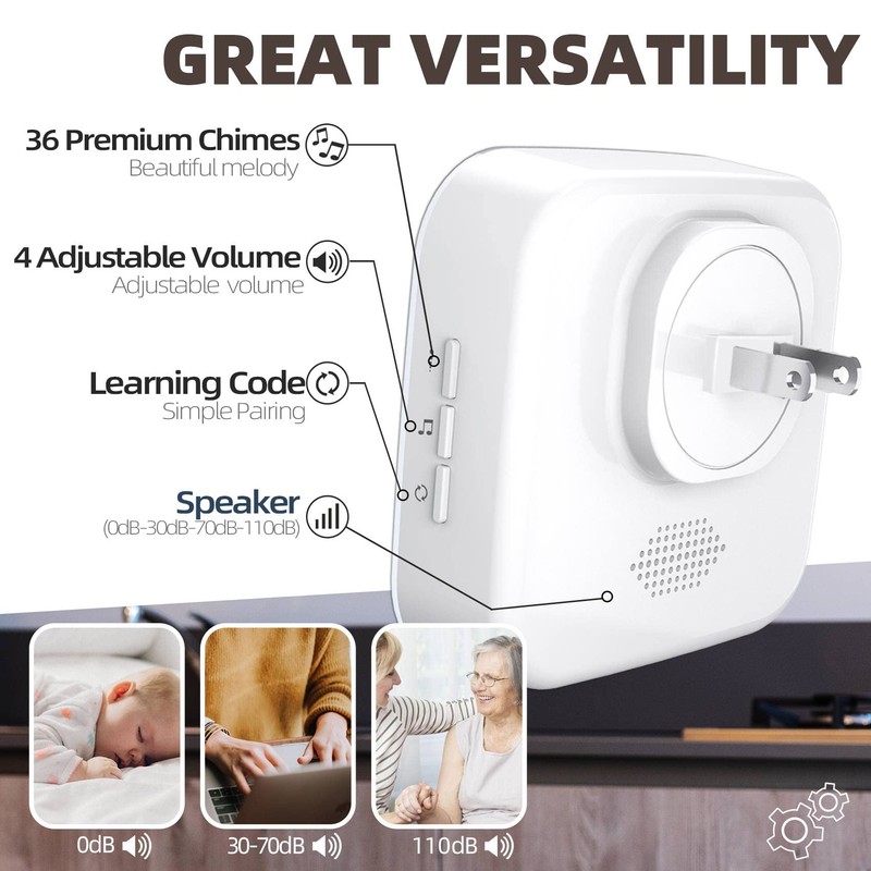 Wireless Doorbell Plug in 1200feet wireless door bell Battery Operated